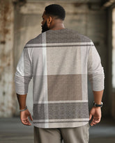 Big & Tall Men's Brown Geometric-Print Long-Sleeve Tee